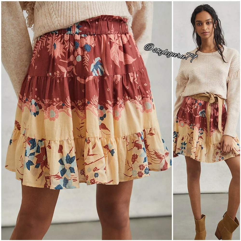 NWT, Anthropologie, Thessaly Tiered Mini Skirt - Picture 2 of 3